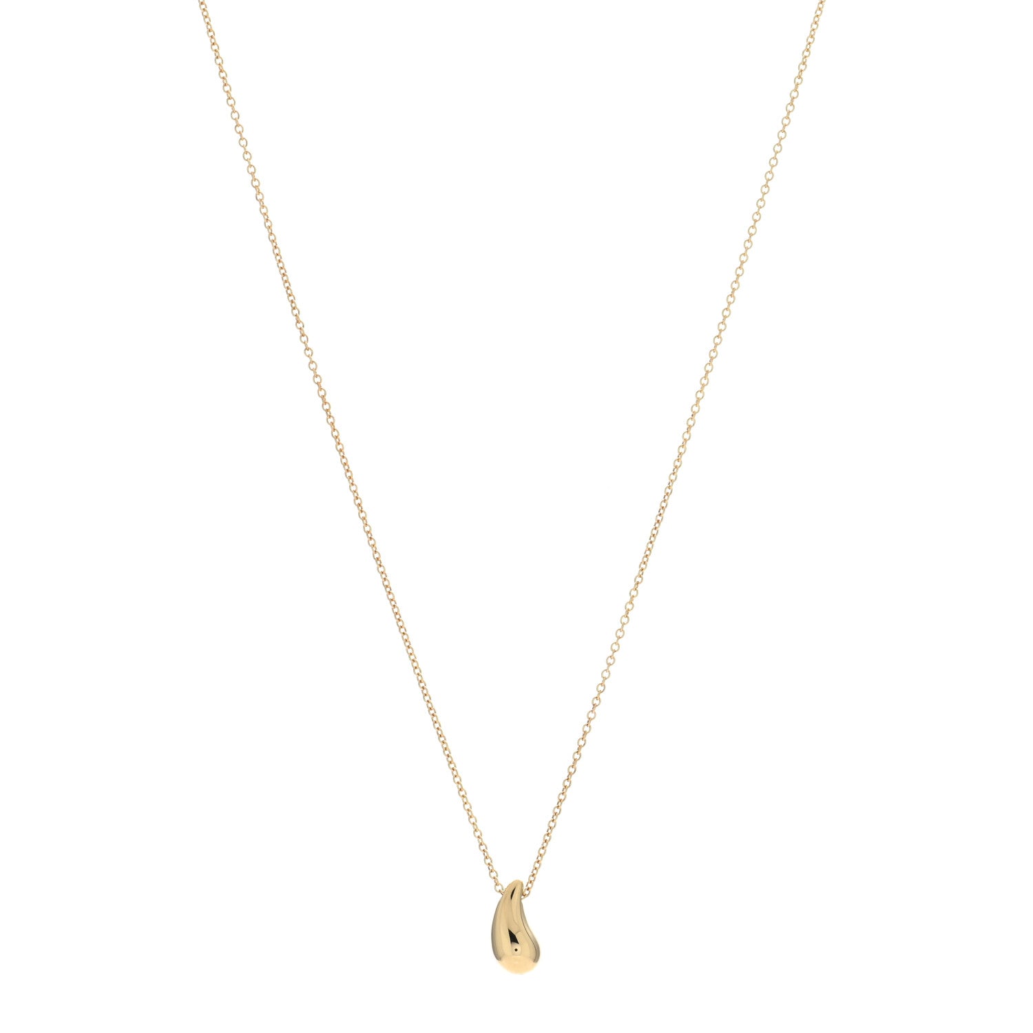Tiffany 18K Yellow Gold 12mm Elsa Peretti Teardrop Pendant Necklace 1 of 5