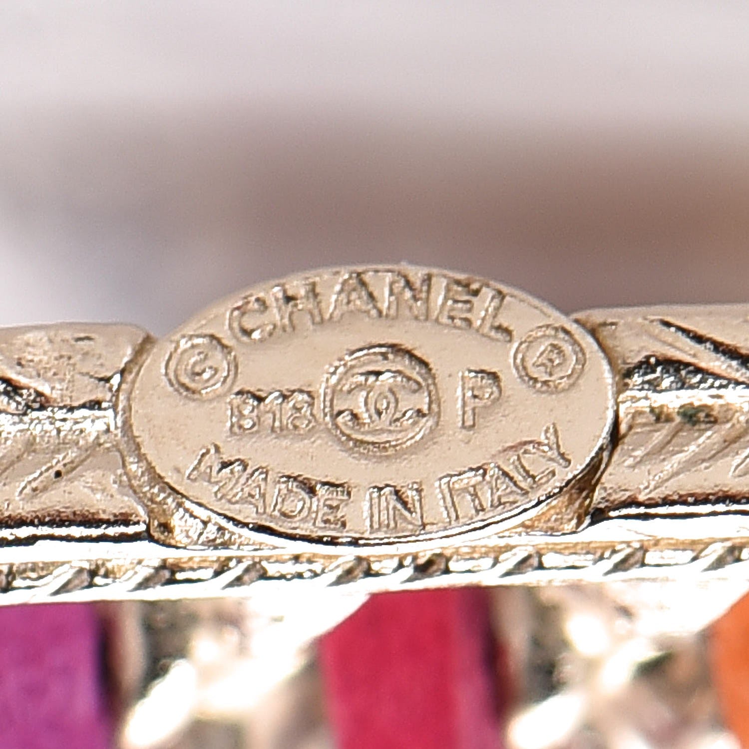 Chanel Lambskin Chain Rainbow CC Brooch Gold Multicolor 4 of 5
