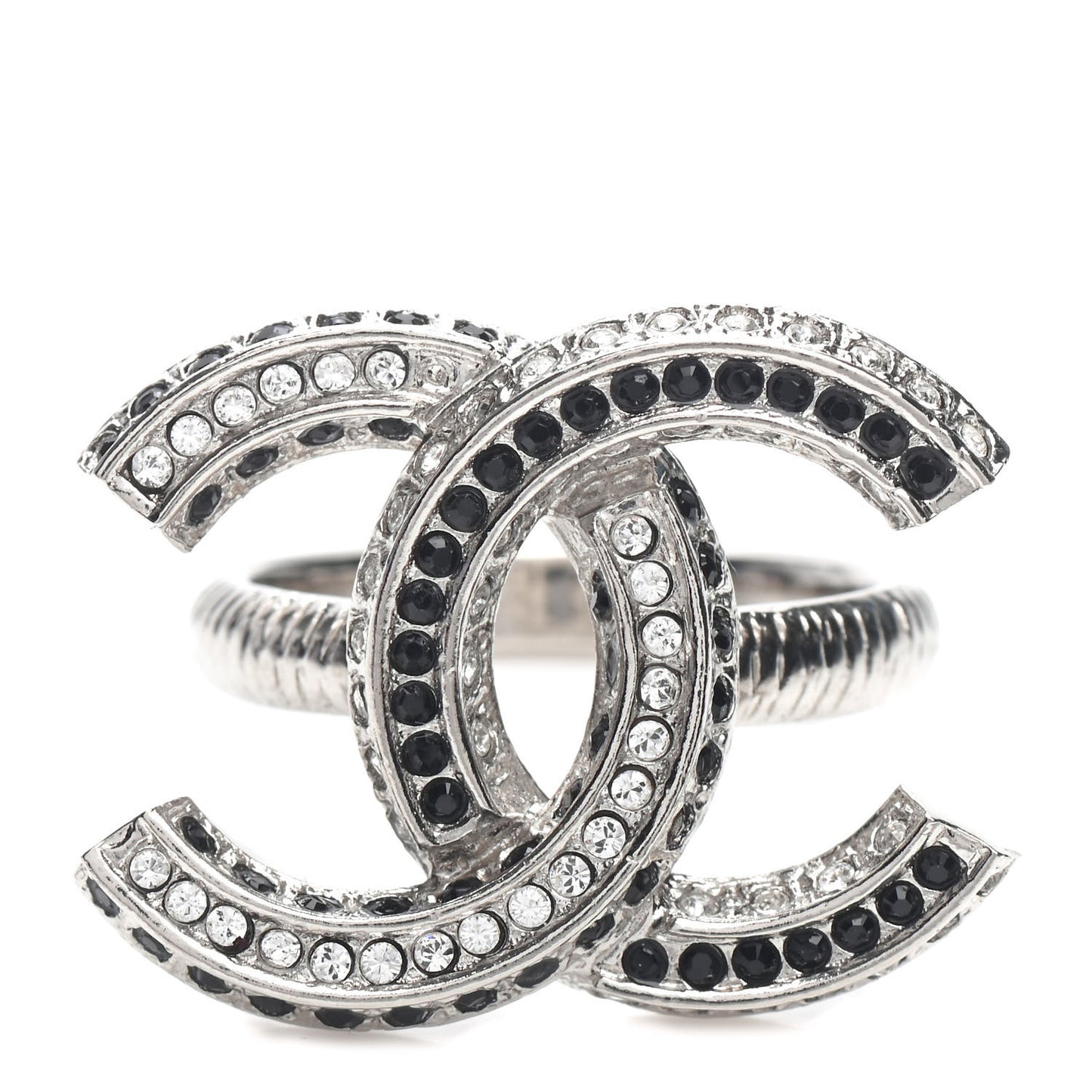 Crystal CC Ring 6 Silver Black