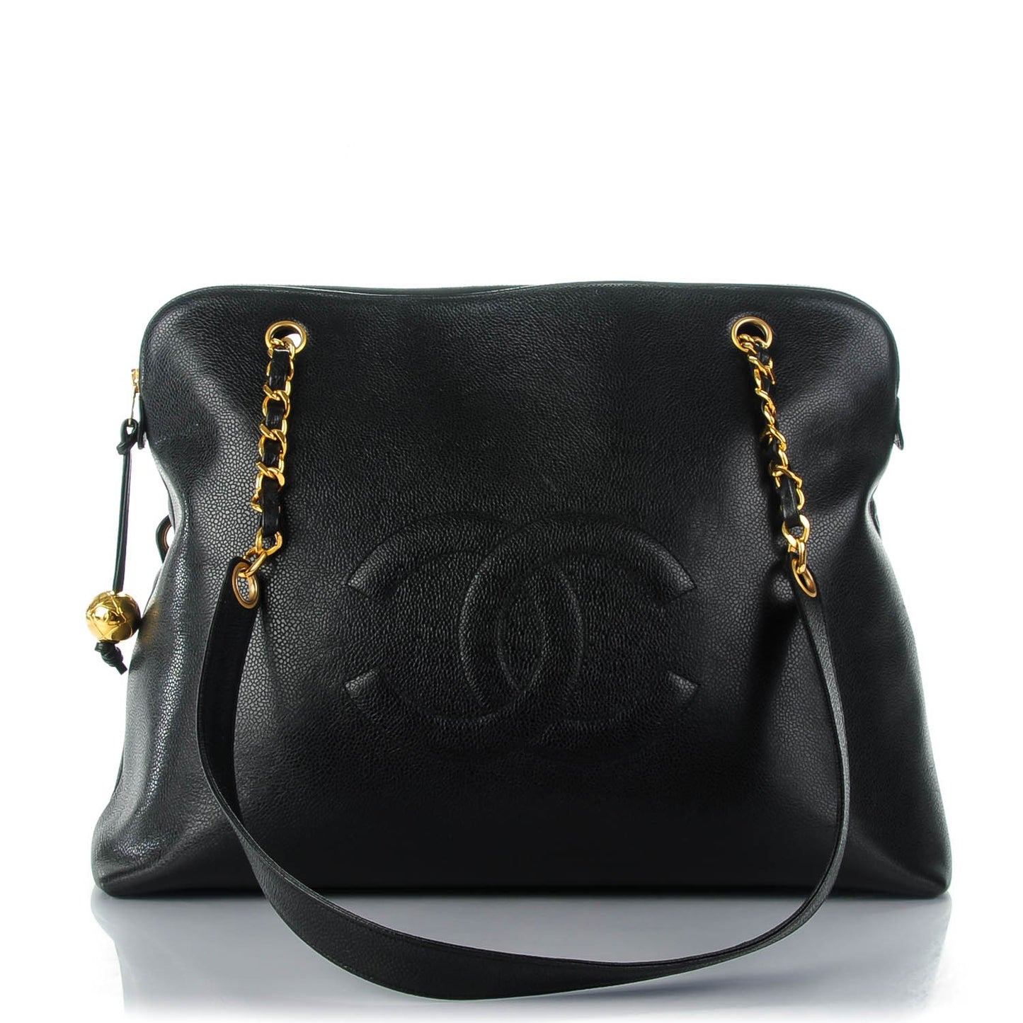 Caviar Large CC Shoulder Bag Black