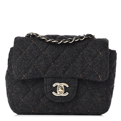 Chanel Wool Contrast Stitch Mini Square Flap Charcoal 1 of 10
