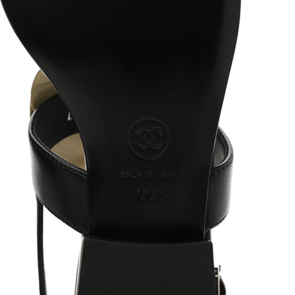 Chanel Lambskin Camellia Thong Sandals 35 Black White 6 of 9