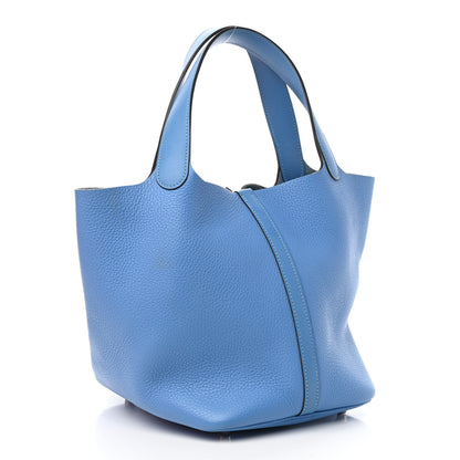 Hermes Taurillon Clemence Swift Picotin Lock 22 MM Bleu Paradis 3 of 10