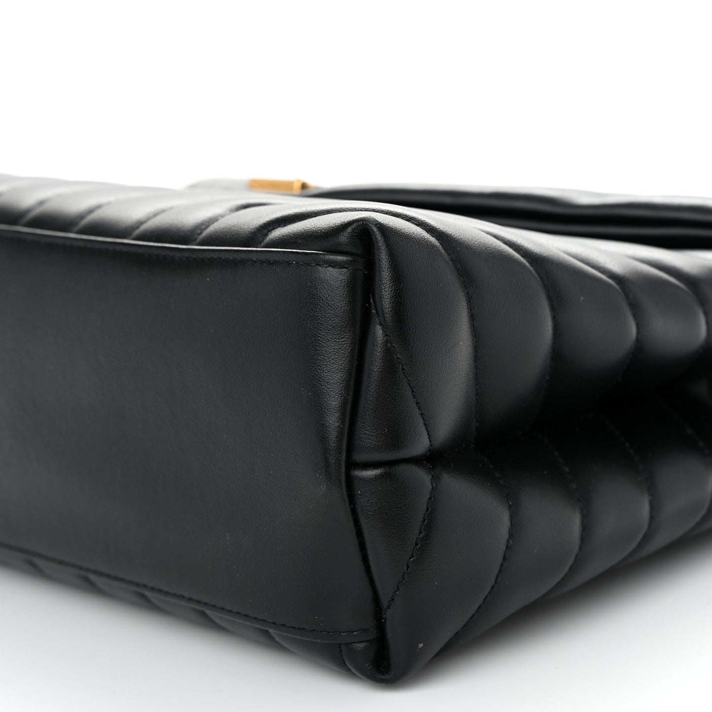 Calfskin Y Quilted Monogram Medium Loulou Chain Satchel Black