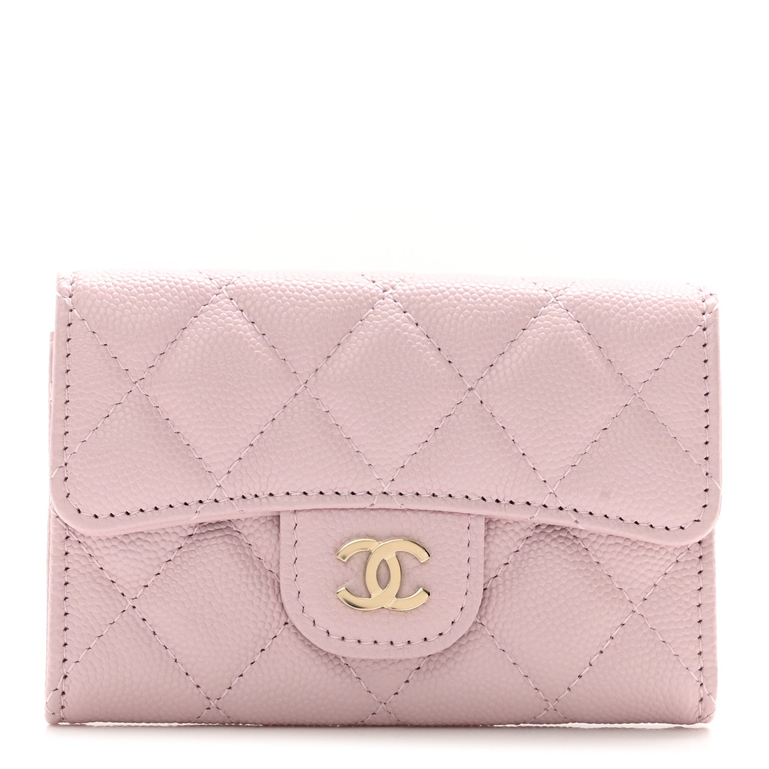 Chanel Caviar Quilted Flap Card Holder Wallet Light Pink 1 of 8