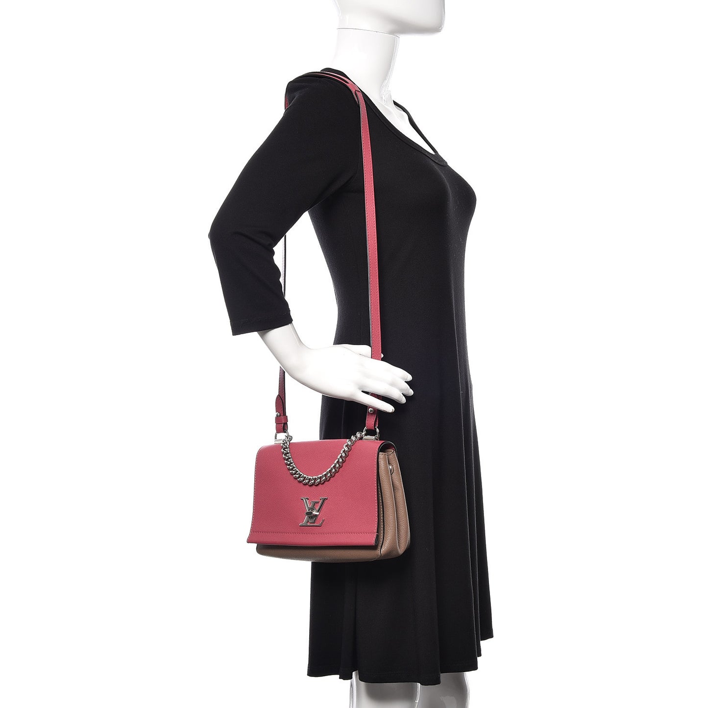 Calfskin Lockme II Chain Bag BB Rose Bruyere