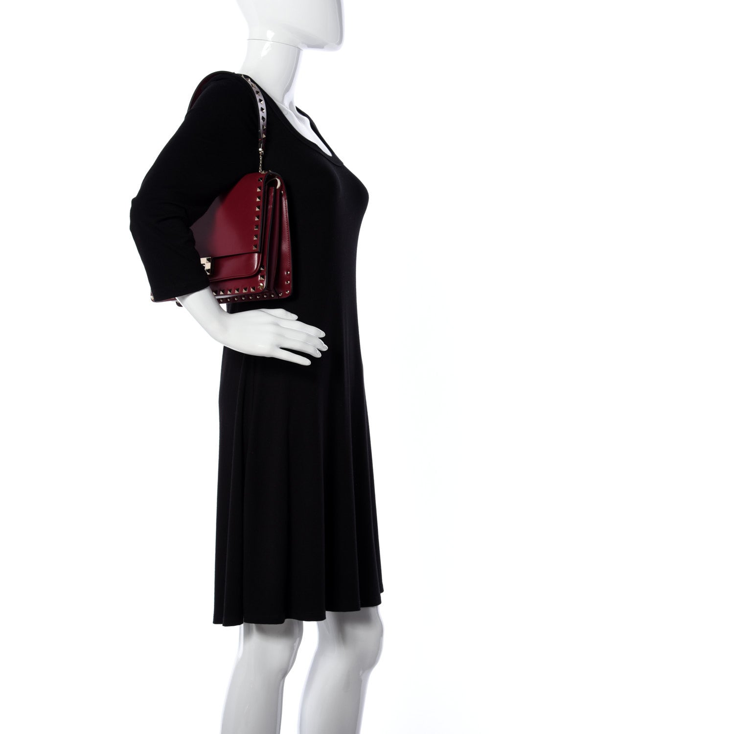 Valentino Garavani Vitello Rockstud Top Handle Shoulder Bag Cerise 5 of 13