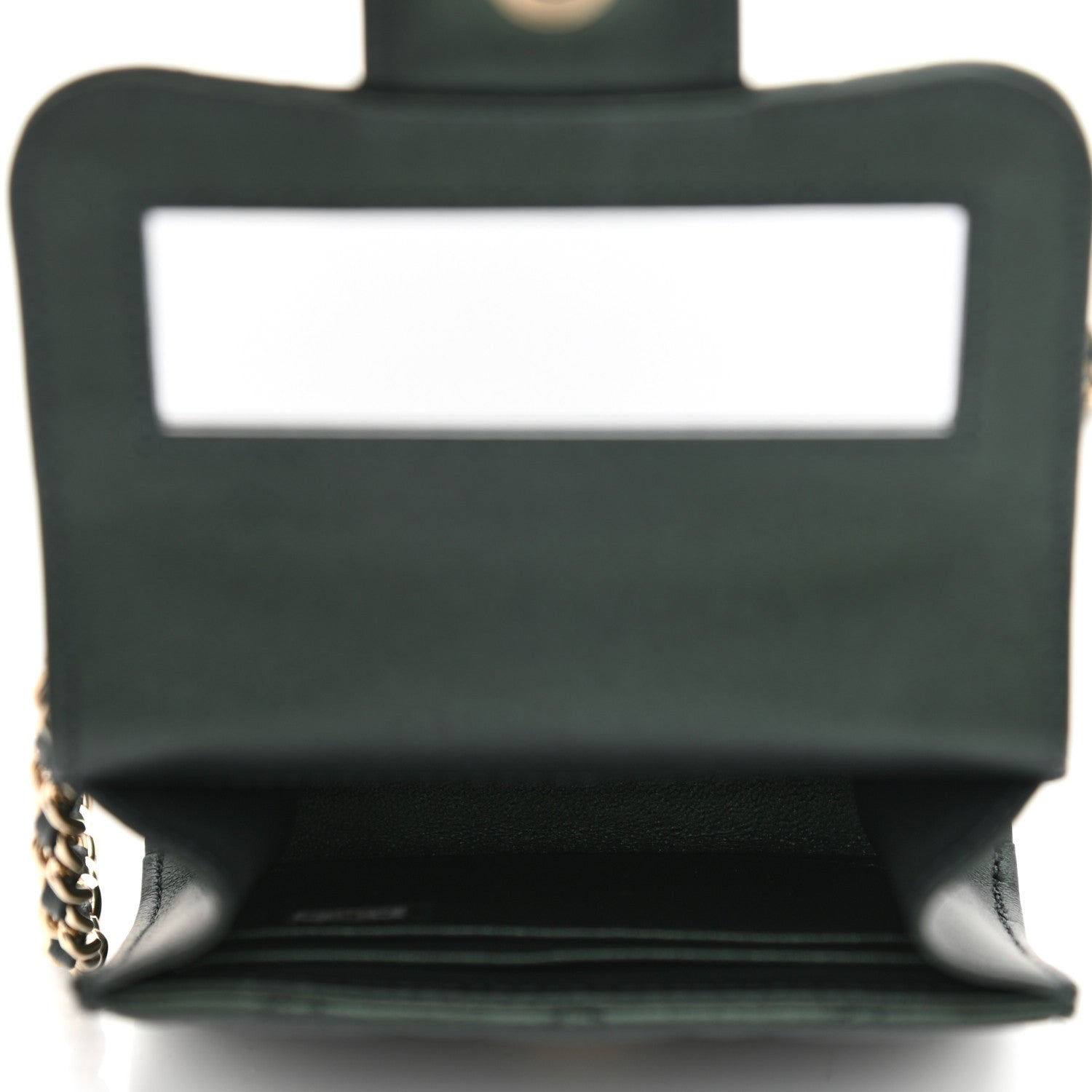 Chanel Iridescent Lambskin Quilted Top Handle Flap Clutch With Chain Dark Green 5 of 11