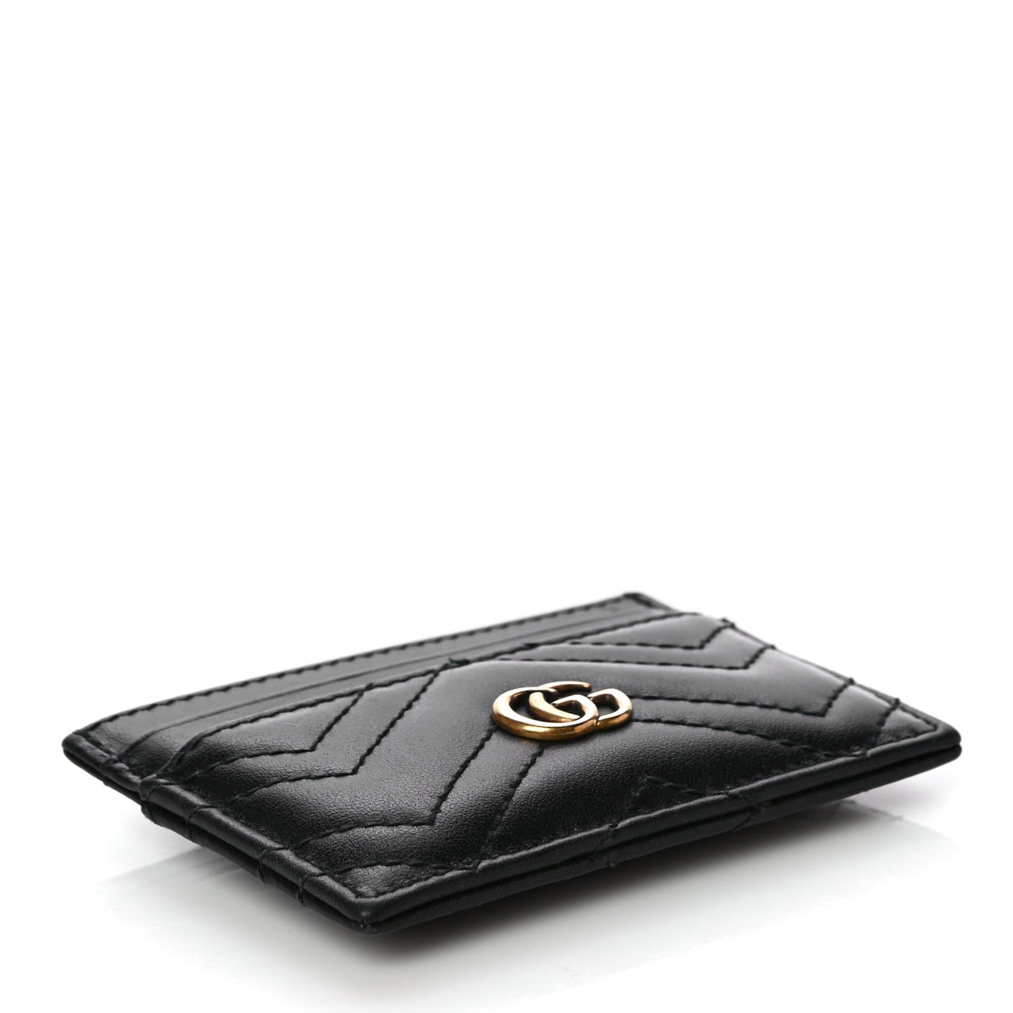 Calfskin Matelasse GG Marmont Card Holder Black