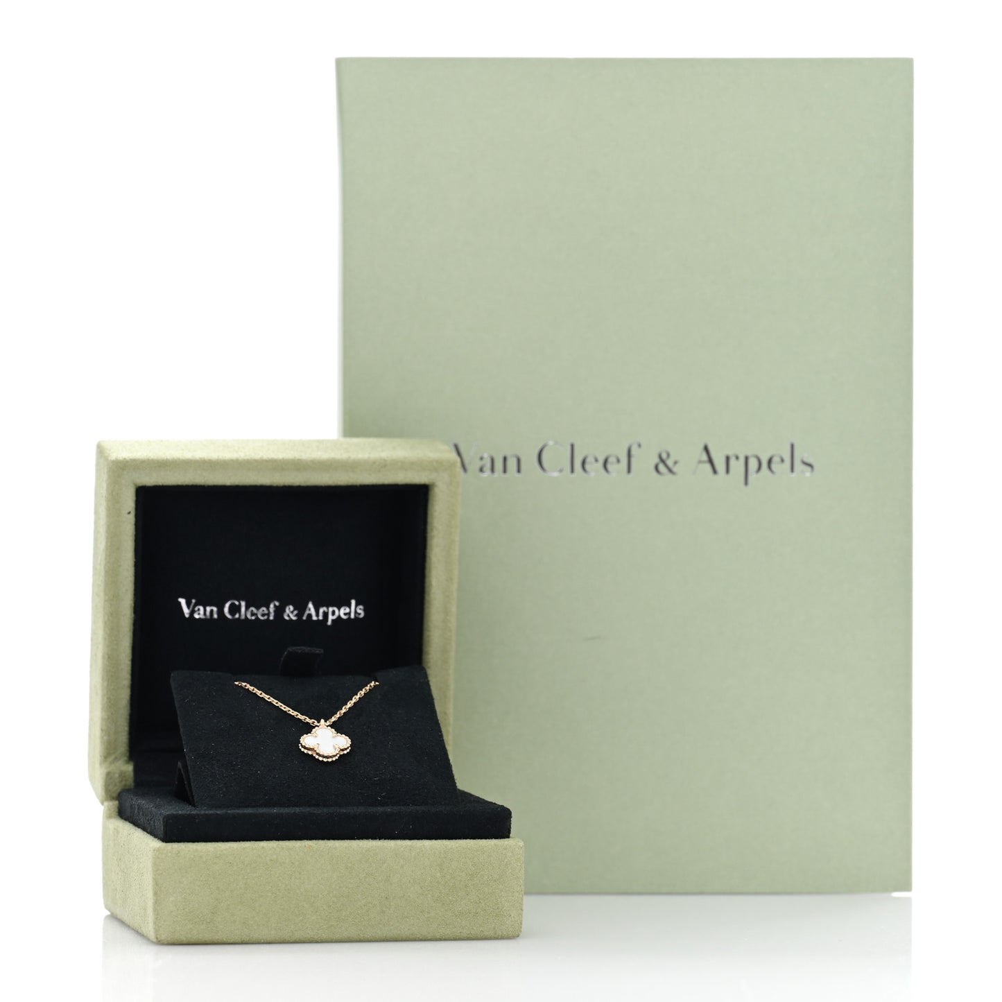 VAN CLEEF & ARPELS 18K Yellow Gold Mother of Pearl Sweet Alhambra Pendant Necklace