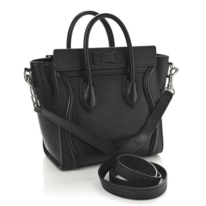 Celine Drummed Calfskin Nano Luggage Black 2 of 8