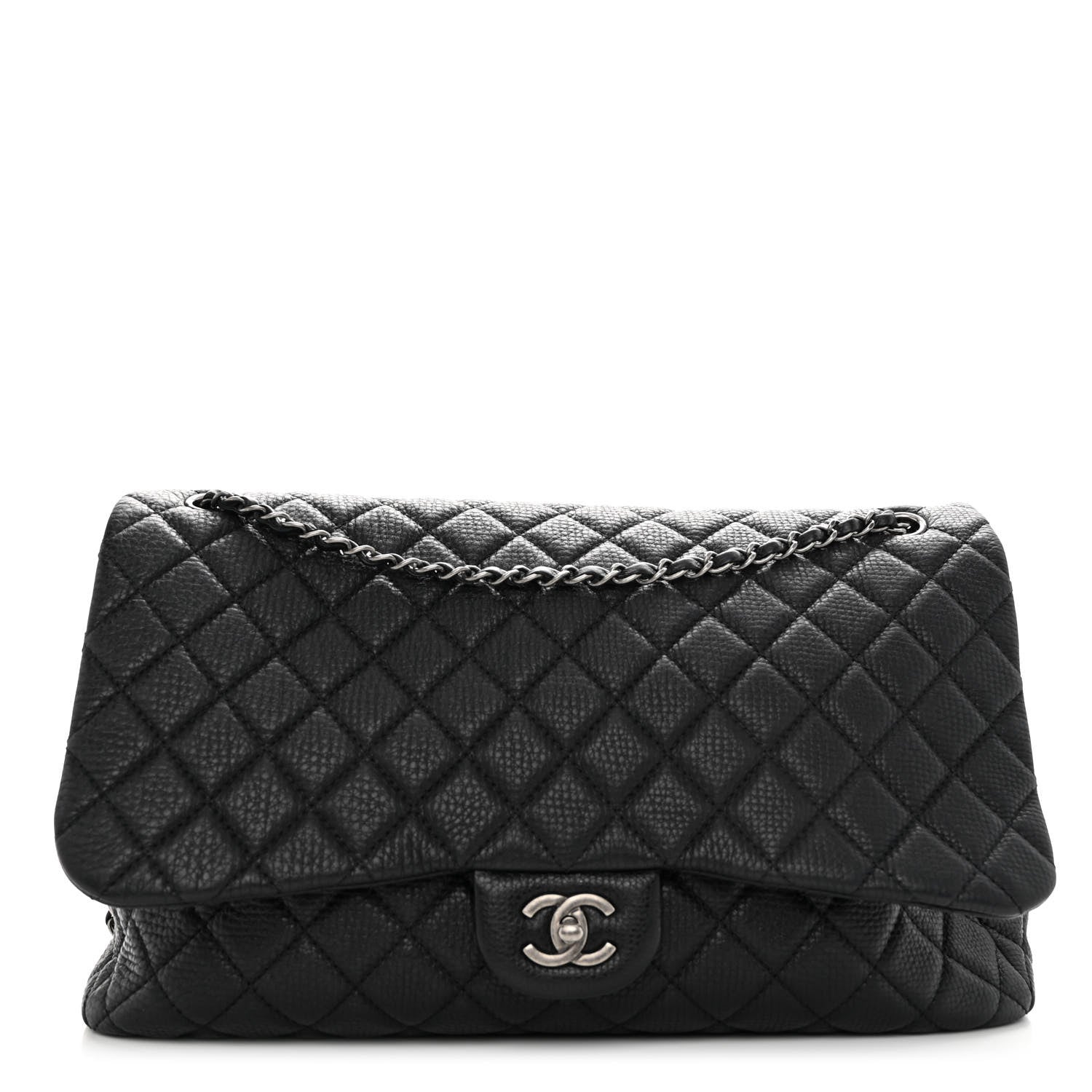 Chanel Calfskin Quilted Small XXL Travel Flap Bag Black 1 of 9