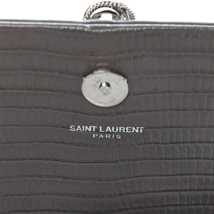 Saint Laurent Calfskin Crocodile Embossed Small Classic Monogram Kate Tassel Satchel Fog 5 of 8