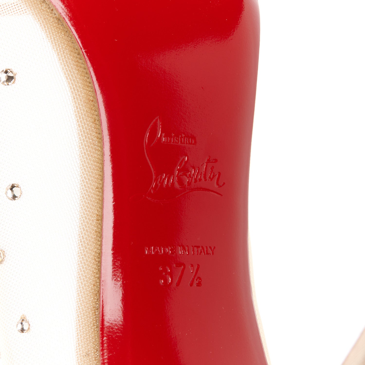 Christian Louboutin Suede Lame Crystal Strass Follies 85 Pumps 37.5 Light Silk 6 of 8