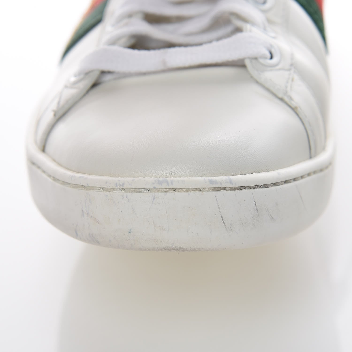 Gucci Calfskin Ayers Bee Embroidered Ace Sneakers 38.5 White Green 12 of 27