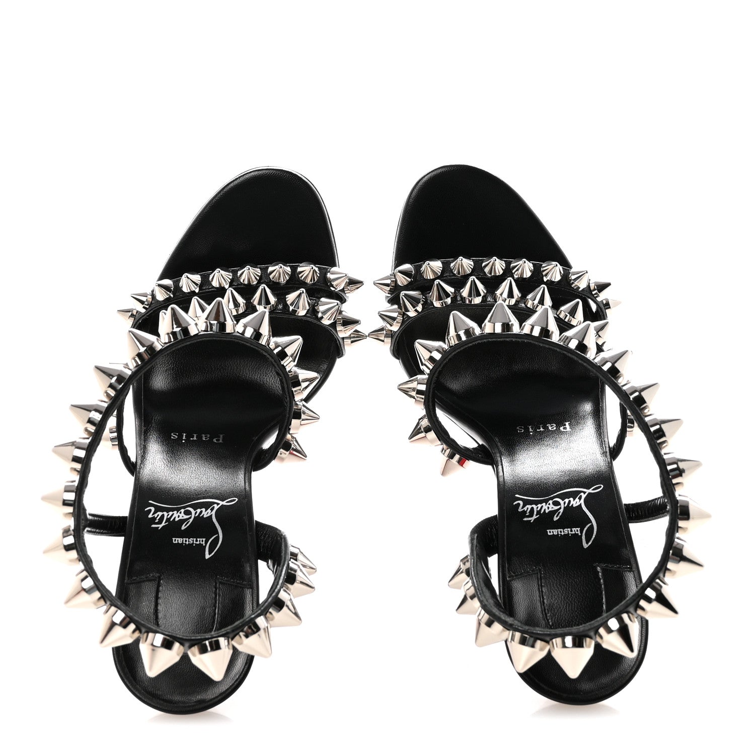 Christian Louboutin Calfskin Spikita Slingback 100 Stiletto Pumps 35.5 Black Silver 2 of 8