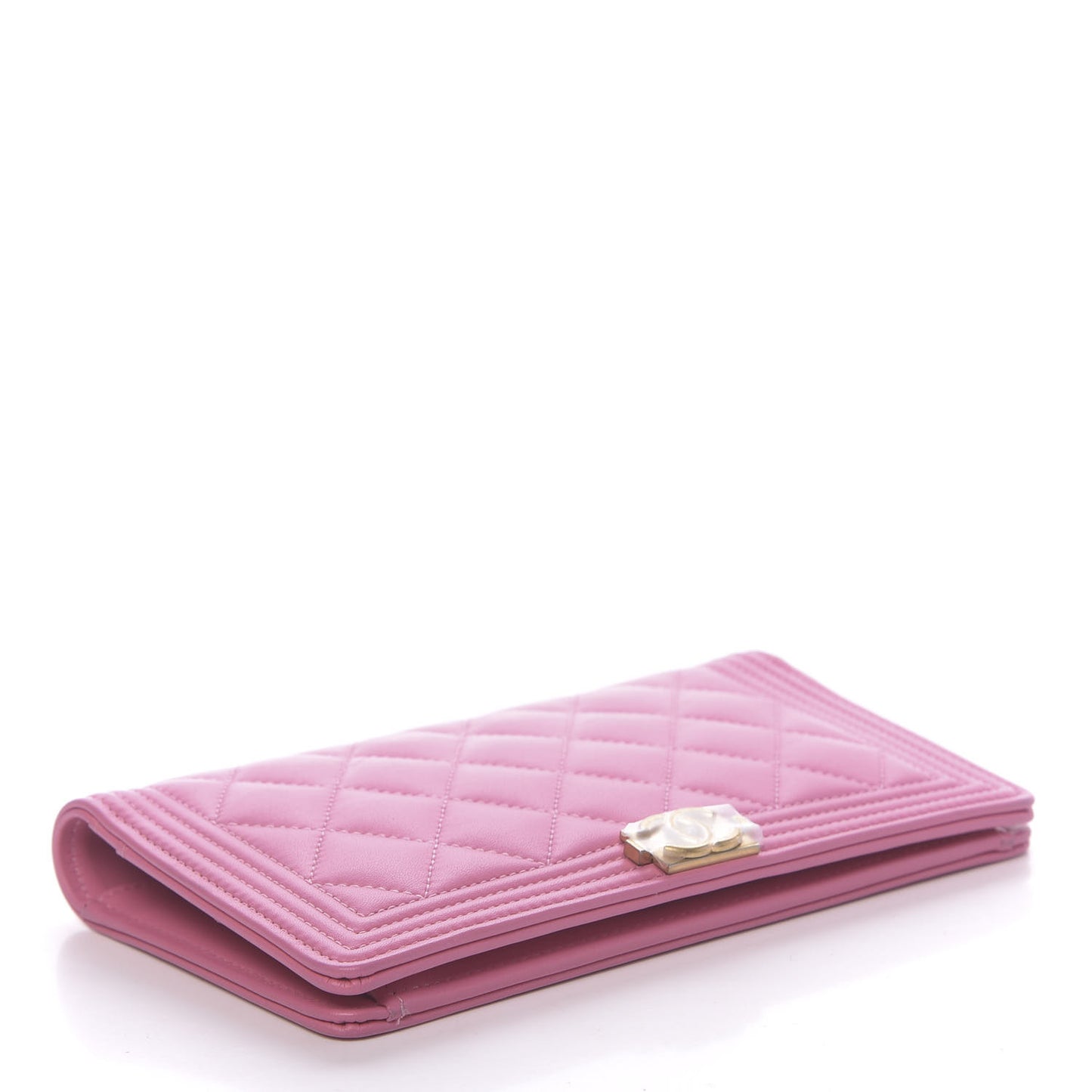 Lambskin Quilted Boy Yen Wallet Pink