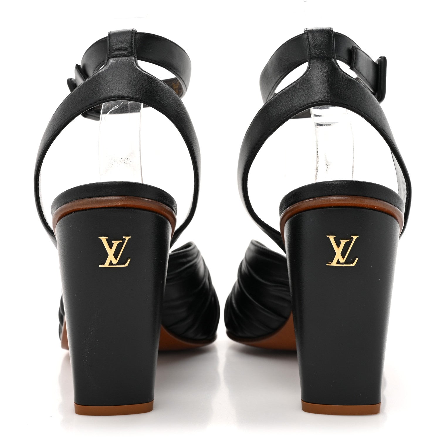 Louis Vuitton Lambskin Olympia Platform Sandals 40 Black 1643169