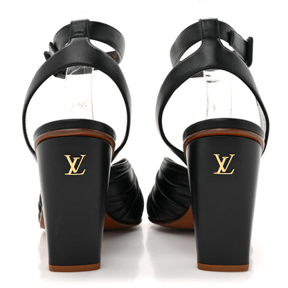 Louis Vuitton Lambskin Olympia Platform Sandals 40 Black 5 of 12