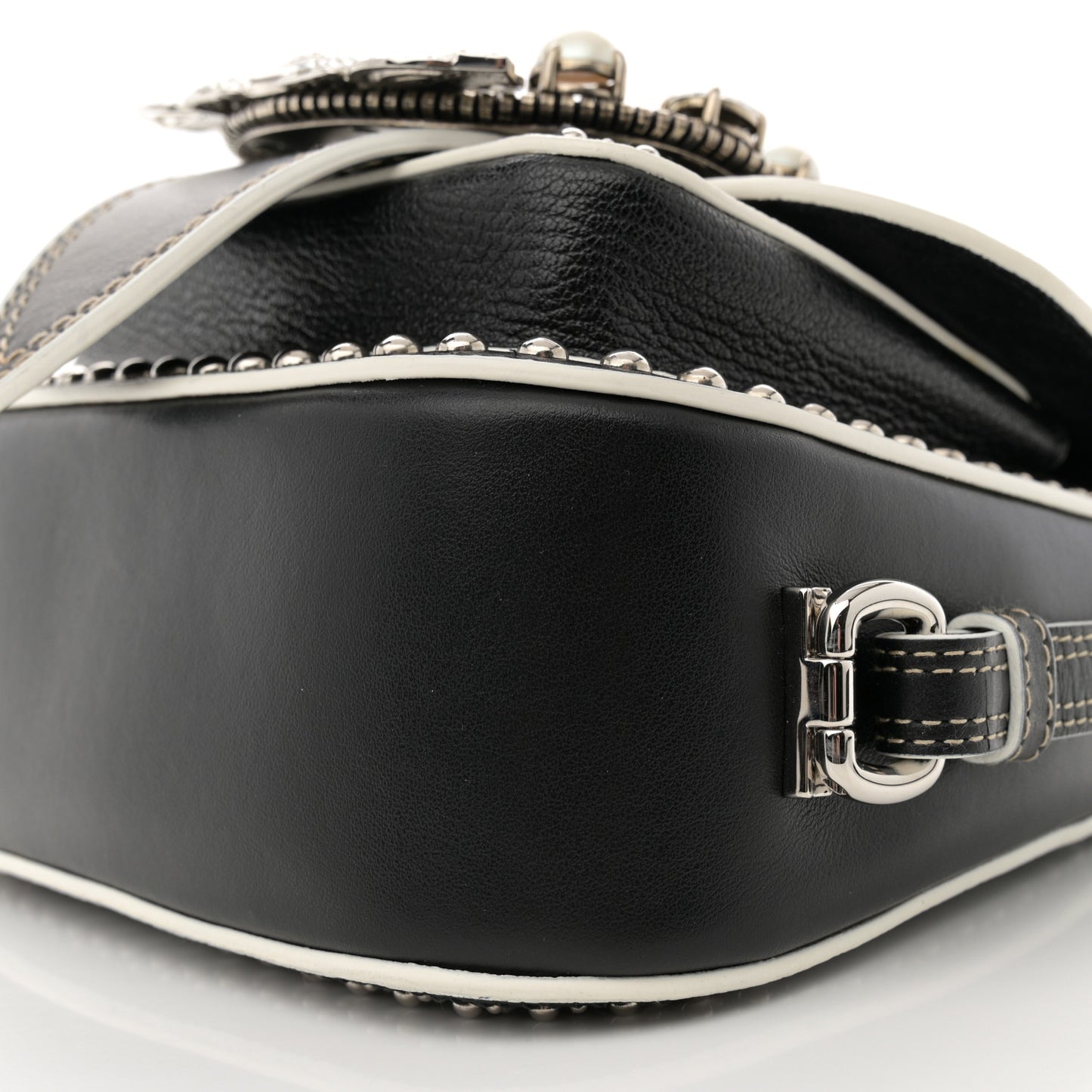 Goatskin Madras Soft Calf Crystal Embellished Lady Black