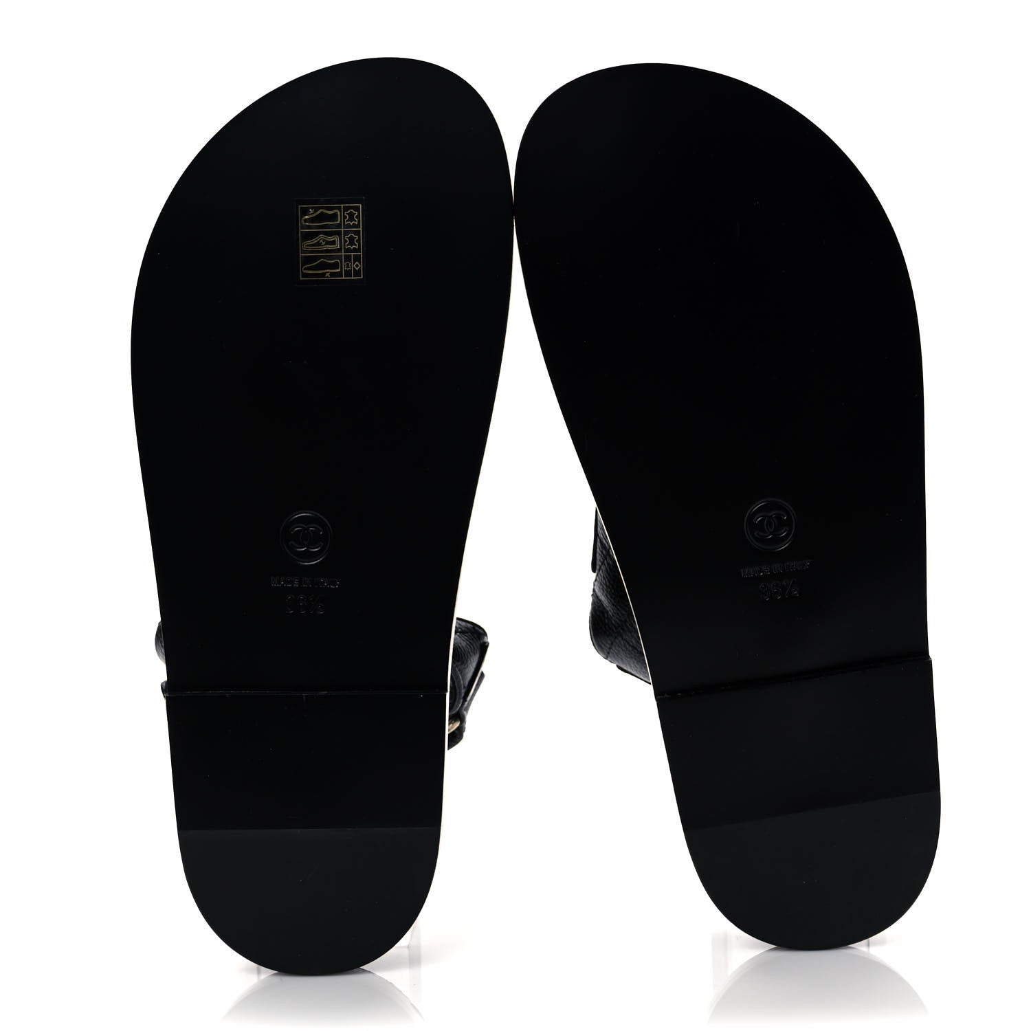 Chanel Grained Calfskin Velcro Dad Sandals 36.5 Black 5 of 8