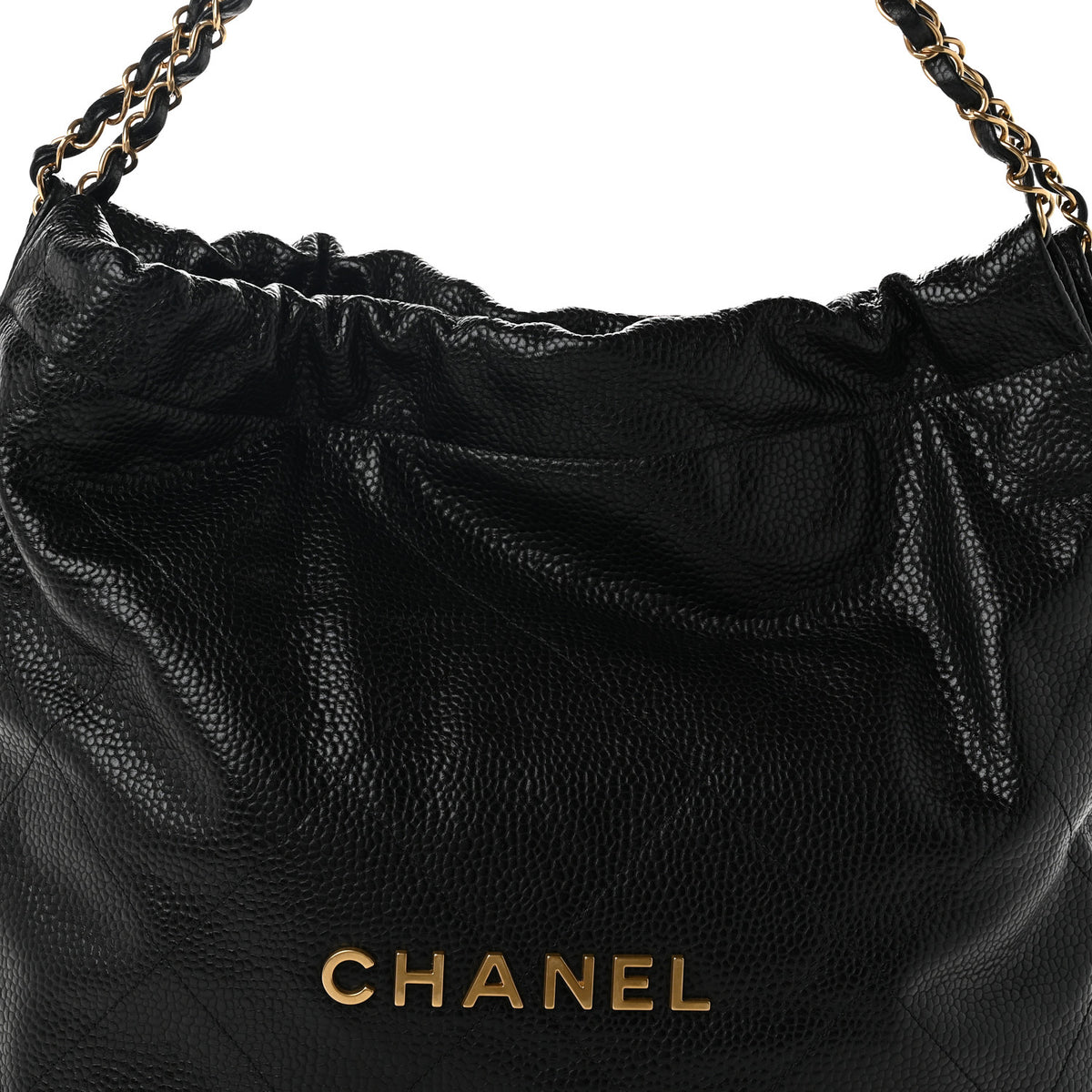 Shiny Caviar Quilted Chanel 22 Black