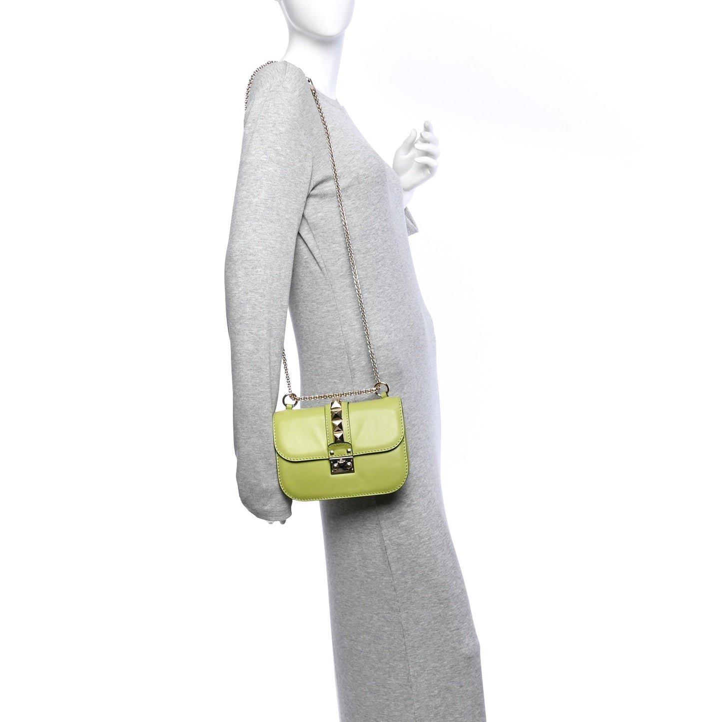 Vitello Small Glam Lock Rockstud Flap Apple