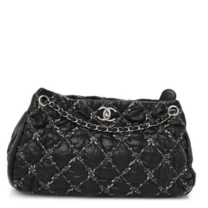 Chanel Nylon Quilted Tweed Stitch Bubble Tote Black 1 of 13