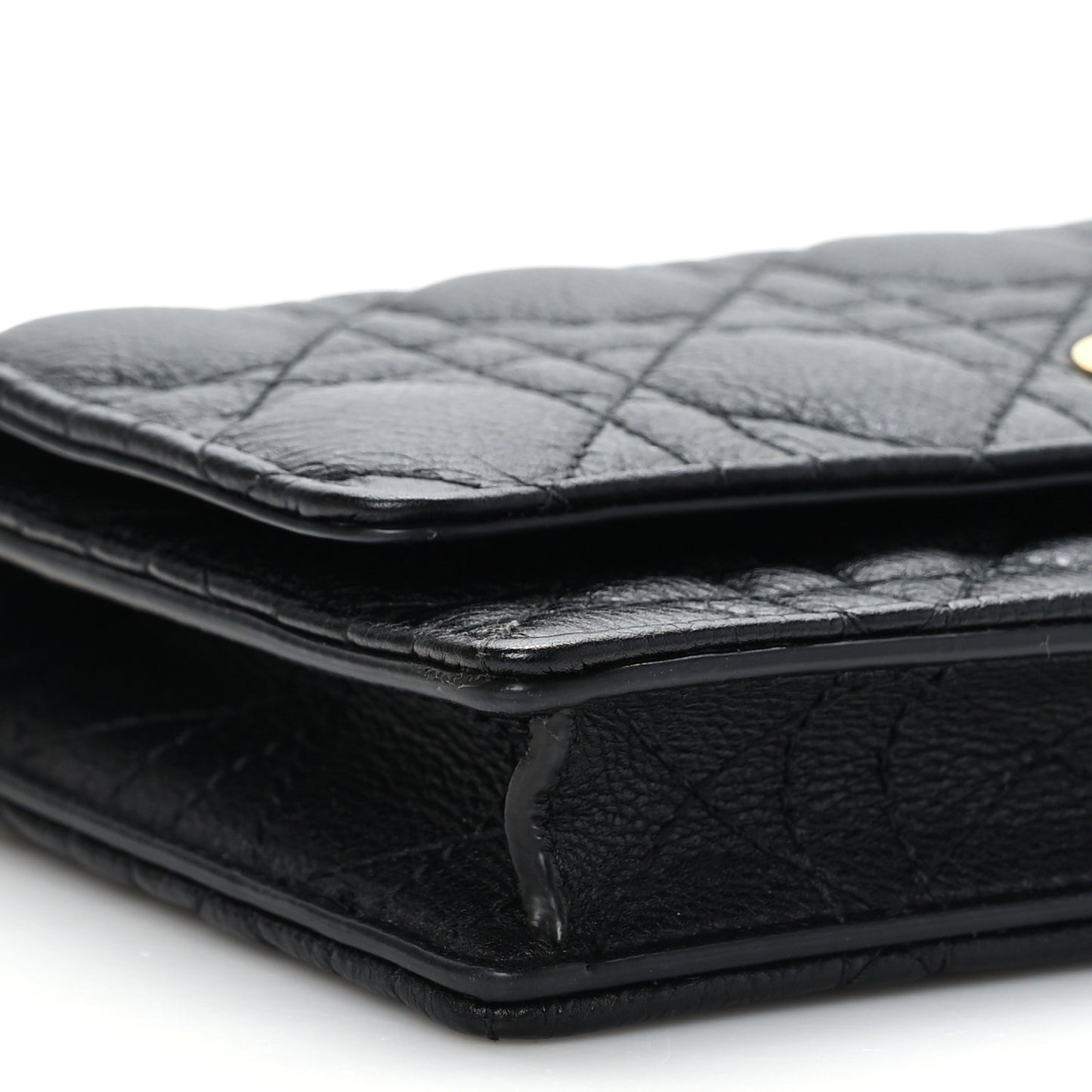 Supple Calfskin Caro Pouch with Chain Black