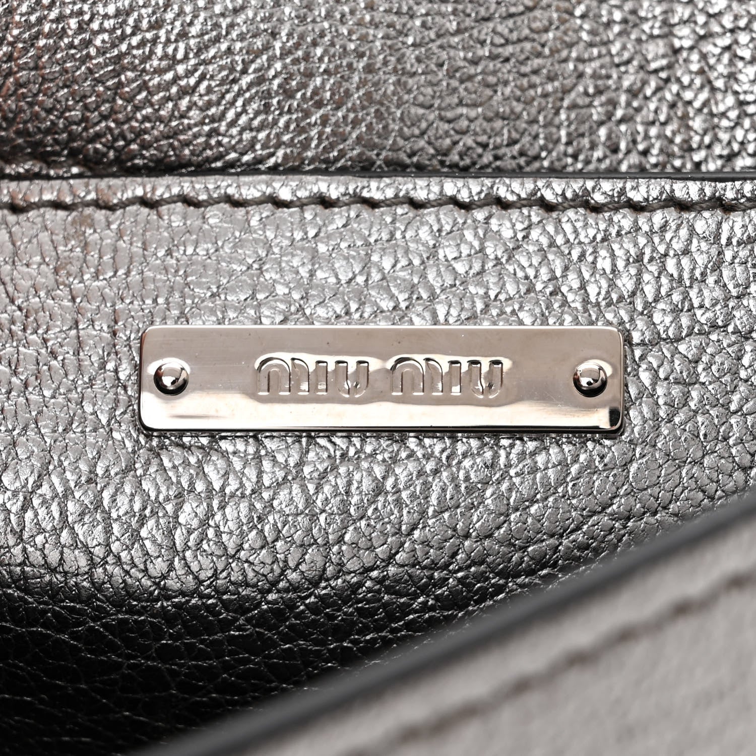 Miu Miu Metallic Goatskin Madras Ayers Crystal Embellished Shoulder Bag Cromo Pirite 6 of 11