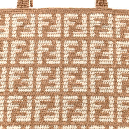 Fendi Cashmere Knit FF Large Shopper Tote Cammello 8 of 10