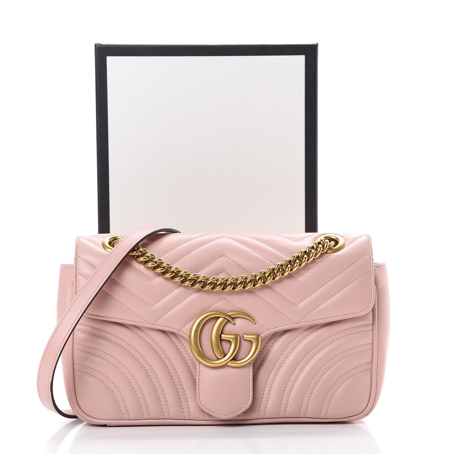 Gucci Calfskin Matelasse Small GG Marmont Shoulder Bag Perfect Pink 13 of 13