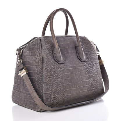 Givenchy Nubuck Crocodile Embossed Medium Antigona Washed Black 3 of 35