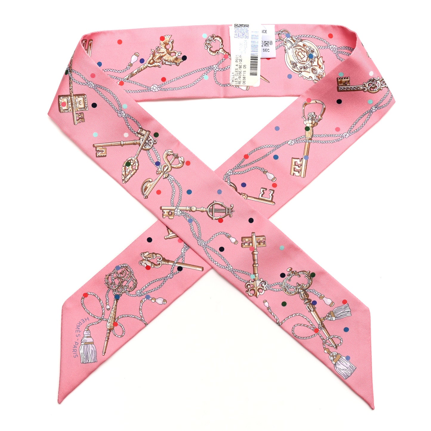 Silk Les Cles A Pois Twilly Rose Beige Multicolor