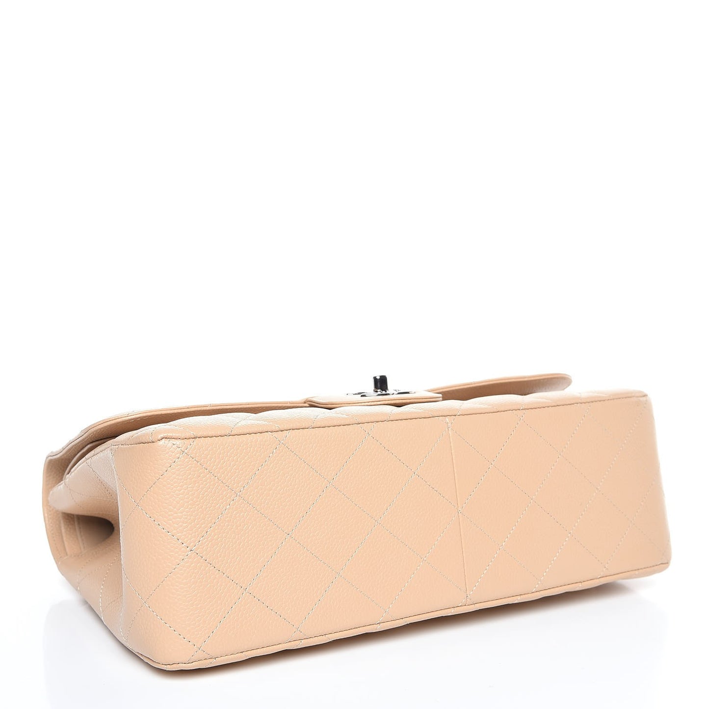 Caviar Quilted Jumbo Double Flap Light Beige