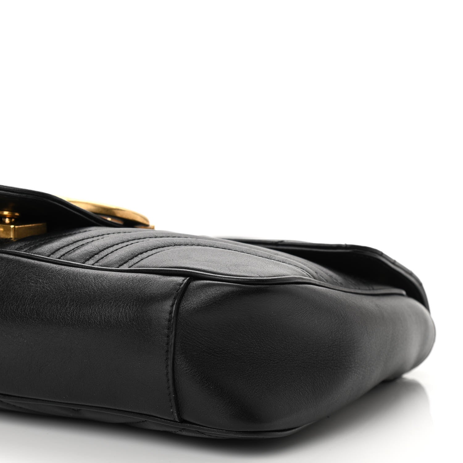 Gucci Calfskin Matelasse Medium GG Marmont Shoulder Bag Black 9 of 10