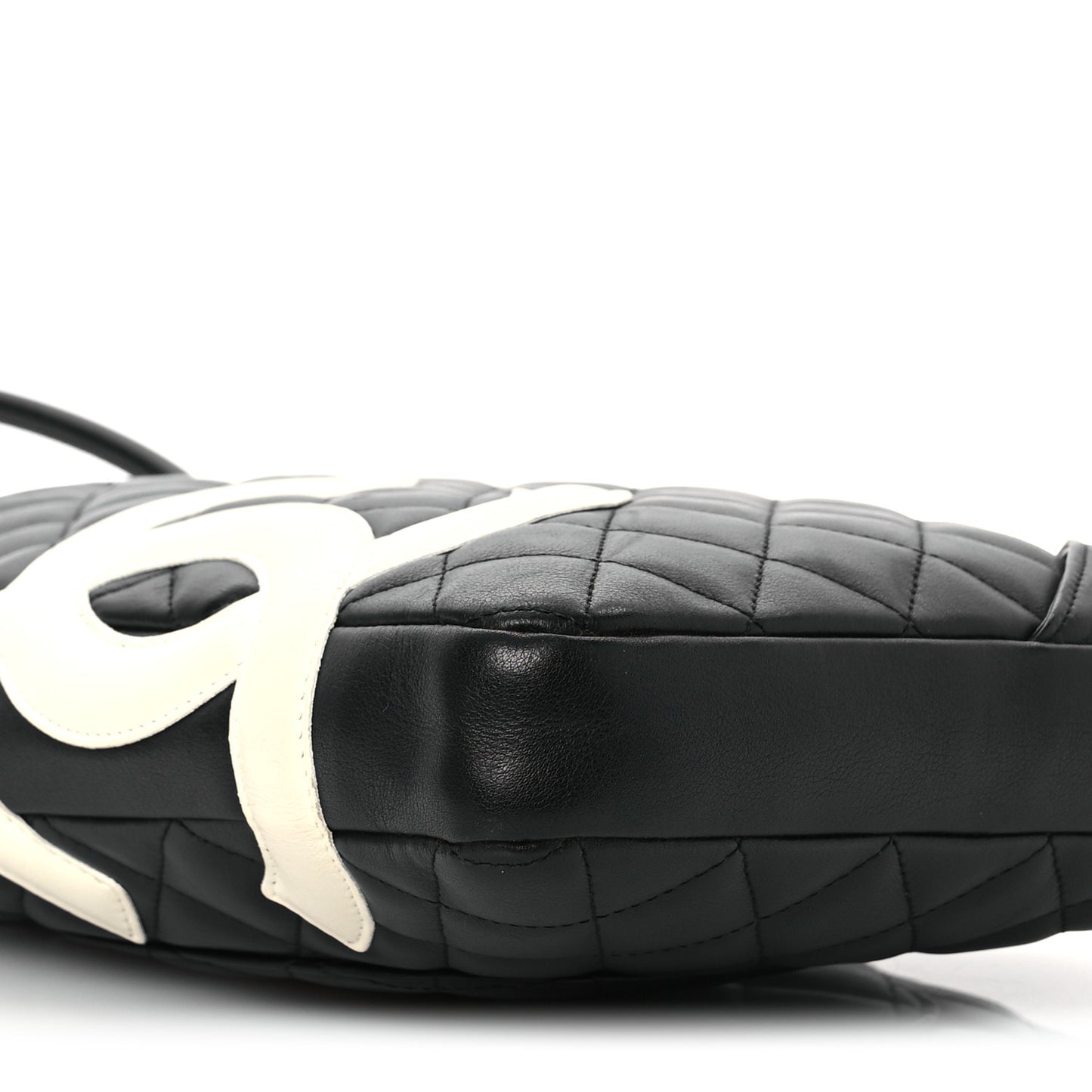 Calfskin Quilted Medium Cambon Messenger Black White