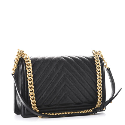 Chanel Caviar Chevron Quilted New Medium Boy Flap Black 3 of 10