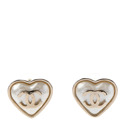 Chanel Pearl CC Heart Earrings Gold 1 of 4