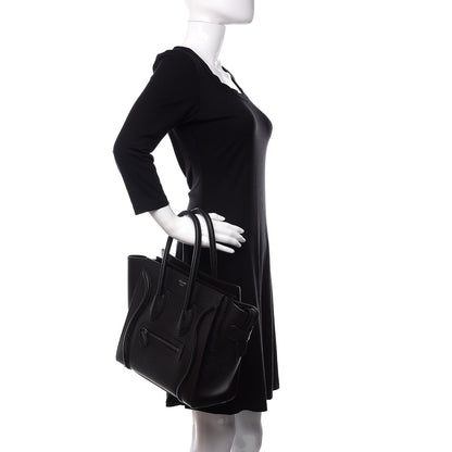 Celine Drummed Calfskin Micro Luggage Black 2 of 14