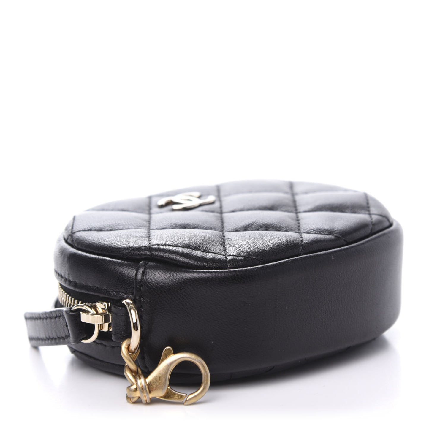 Lambskin Quilted Zip Around Classic Coin Purse Black