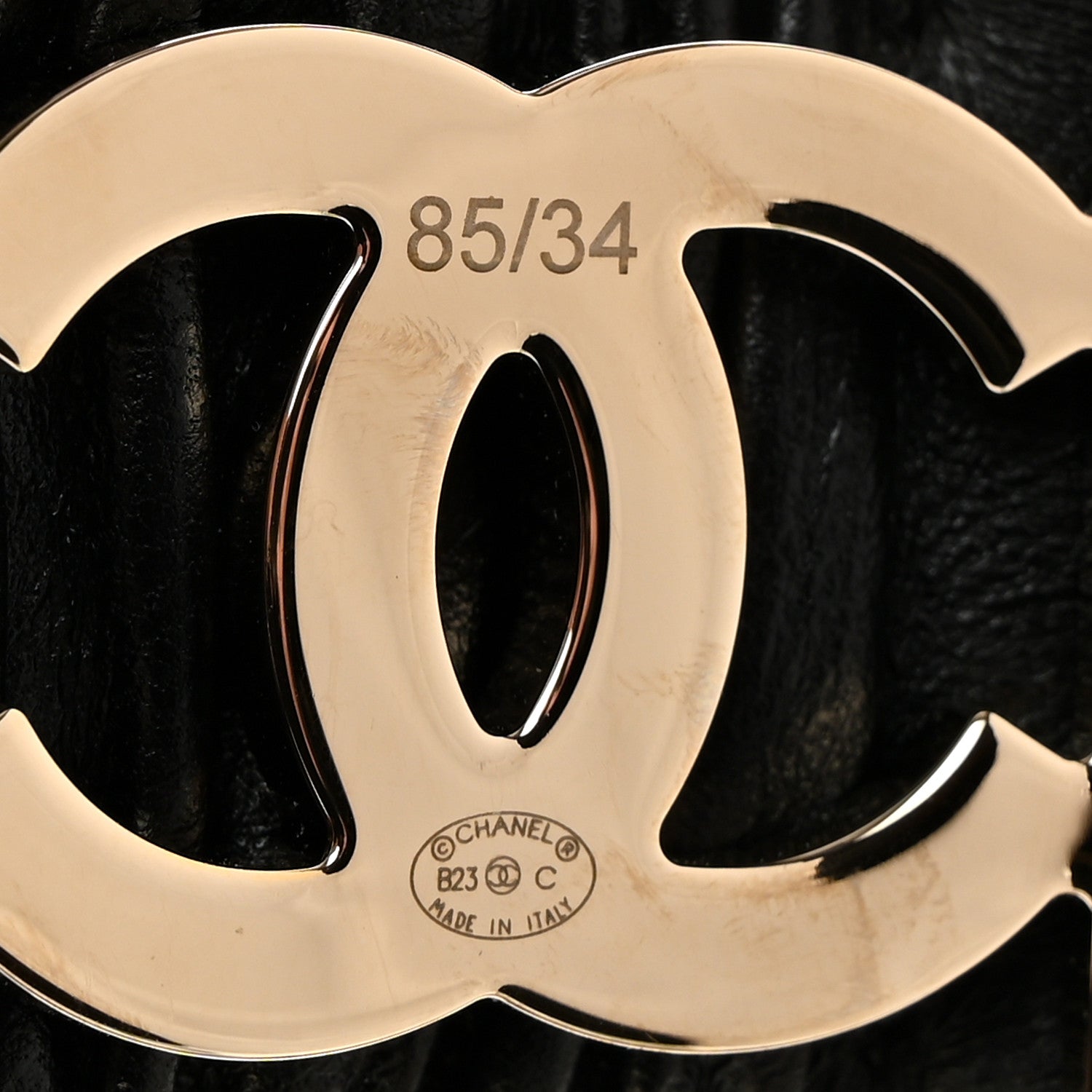 Chanel Lambskin Ruched CC Belt 85 34 Black 3 of 4
