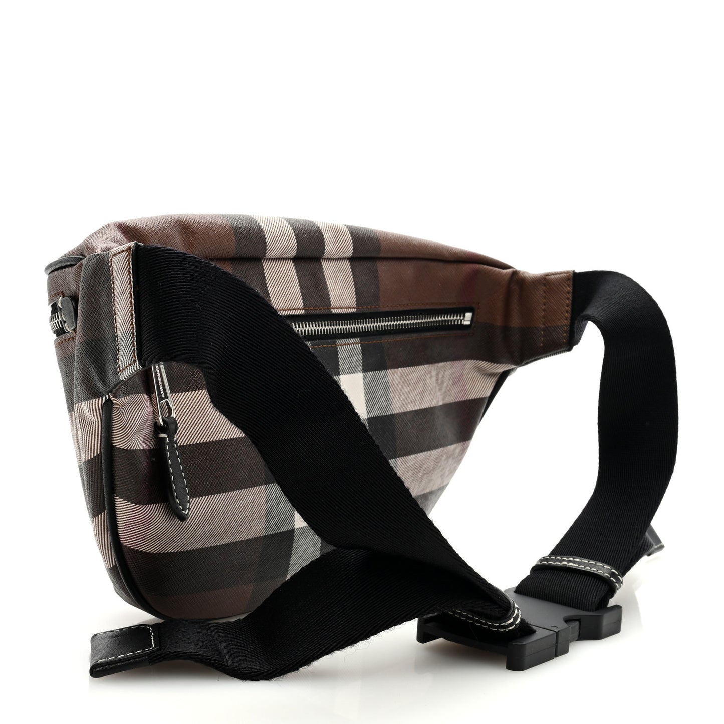 E-canvas Check Bum Bag Dark Birch Brown