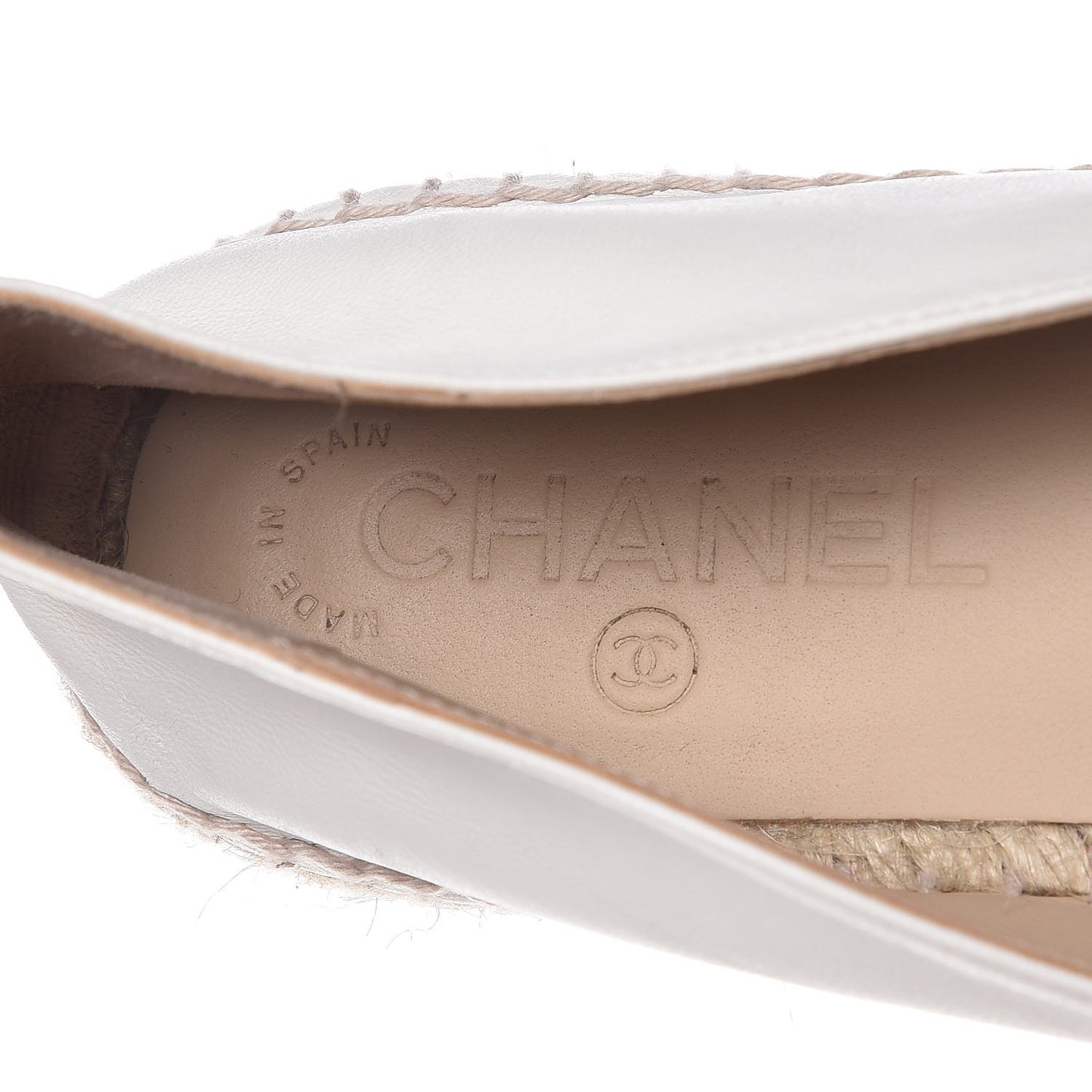Lambskin CC Espadrilles 40 White Black