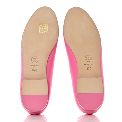 Chanel Lambskin Cap Toe CC Ballerina Flats 37 Pink 5 of 9