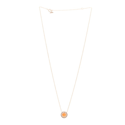 Tiffany 18K Rose Gold Diamond Carnelian Small T Circle Pendant Necklace 3 of 6
