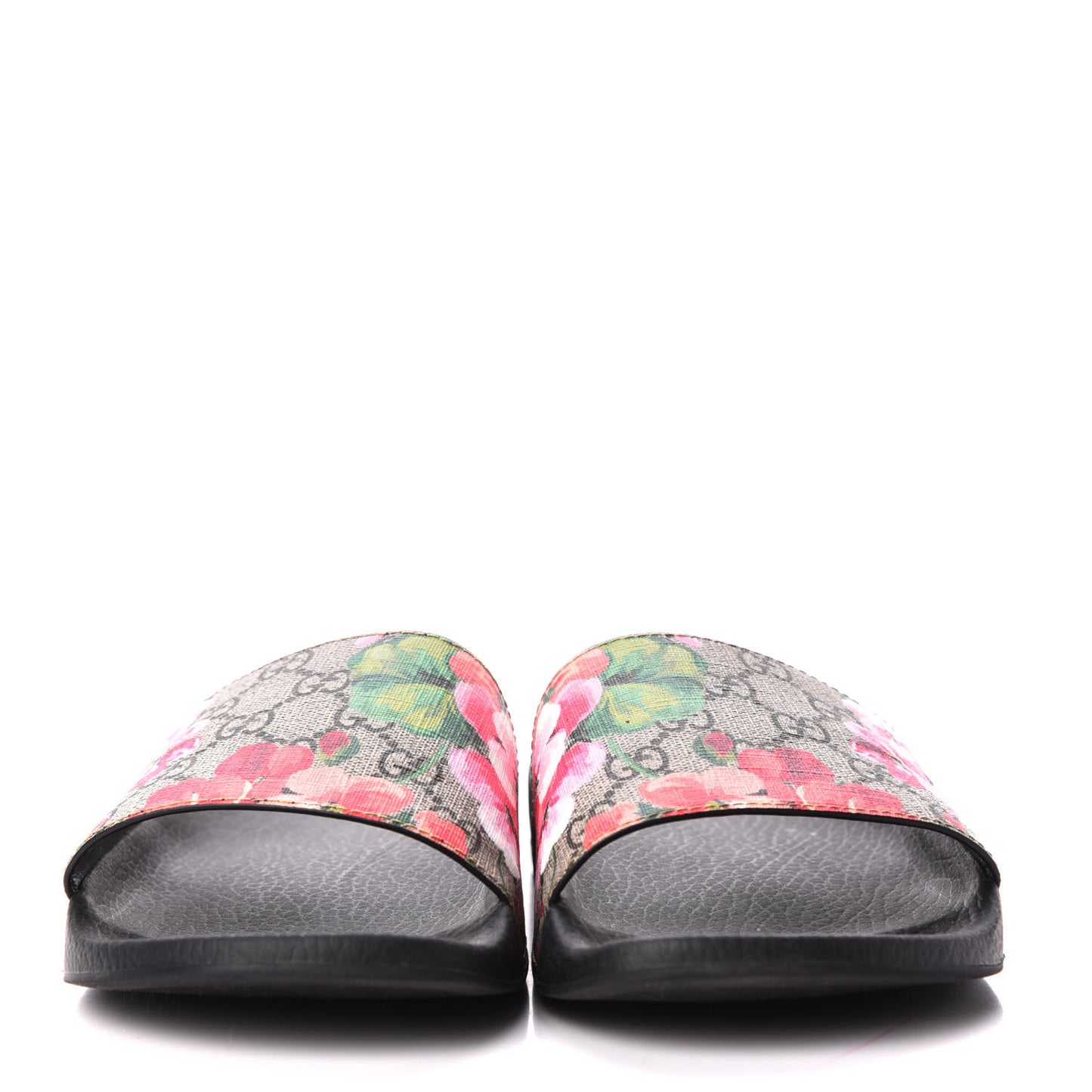 GG Supreme Monogram Blooms Slide Sandals 41 Beige Multicolor