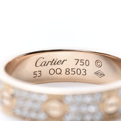 Cartier 18K Pink Gold Diamond 5mm LOVE Wedding Paved Band Ring 53 6.5 4 of 4