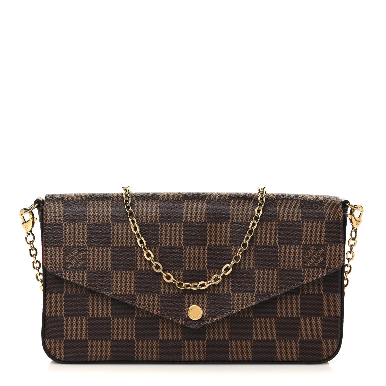 Louis Vuitton Damier Ebene Pochette Felicie Chain Wallet 2 of 6