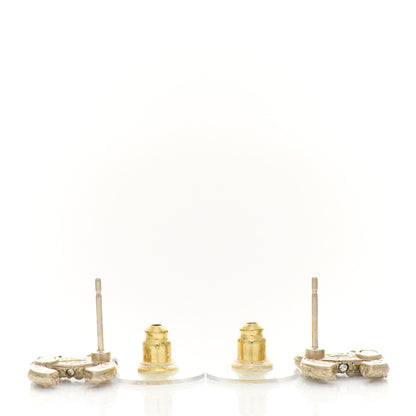 Chanel Pearl Crystal CC Earrings Light Gold 3 of 4